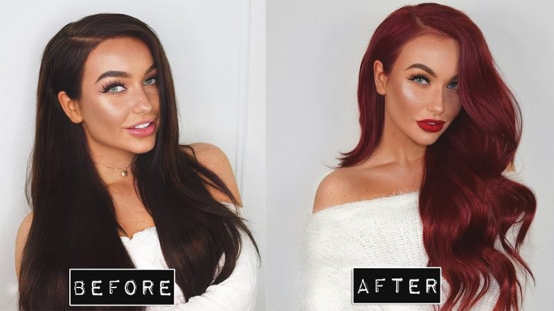 dark red hair dye on dark brown hair
